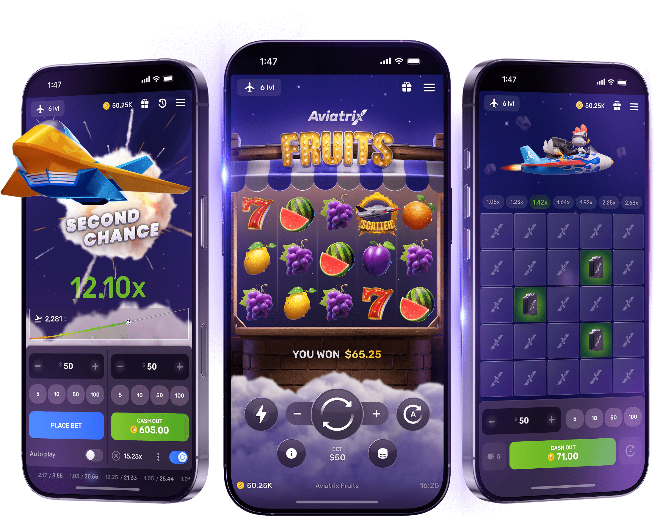 Игры Aviatrix на смартфоне: краш, слот и mines